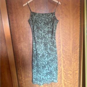 LOFT Strapless Green Floral Dress